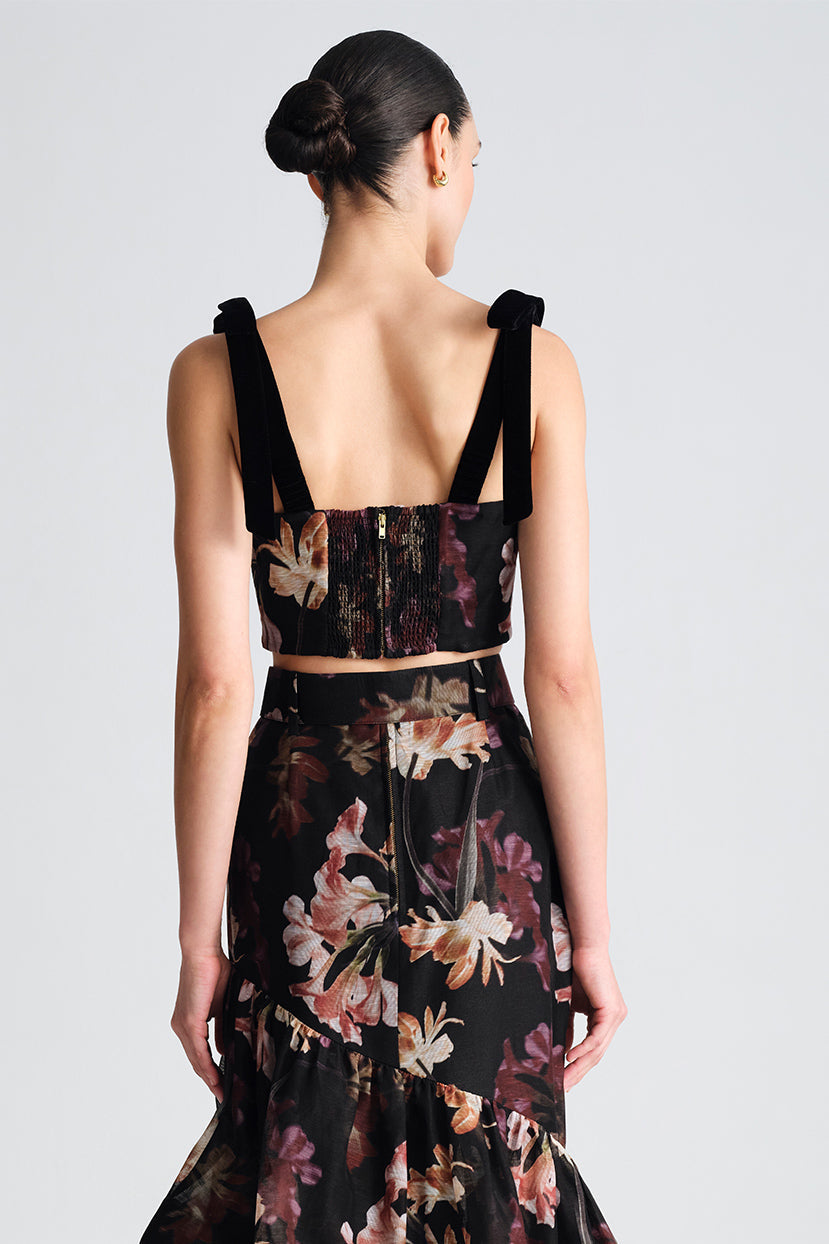 Tira Top in Elysian Flora Black