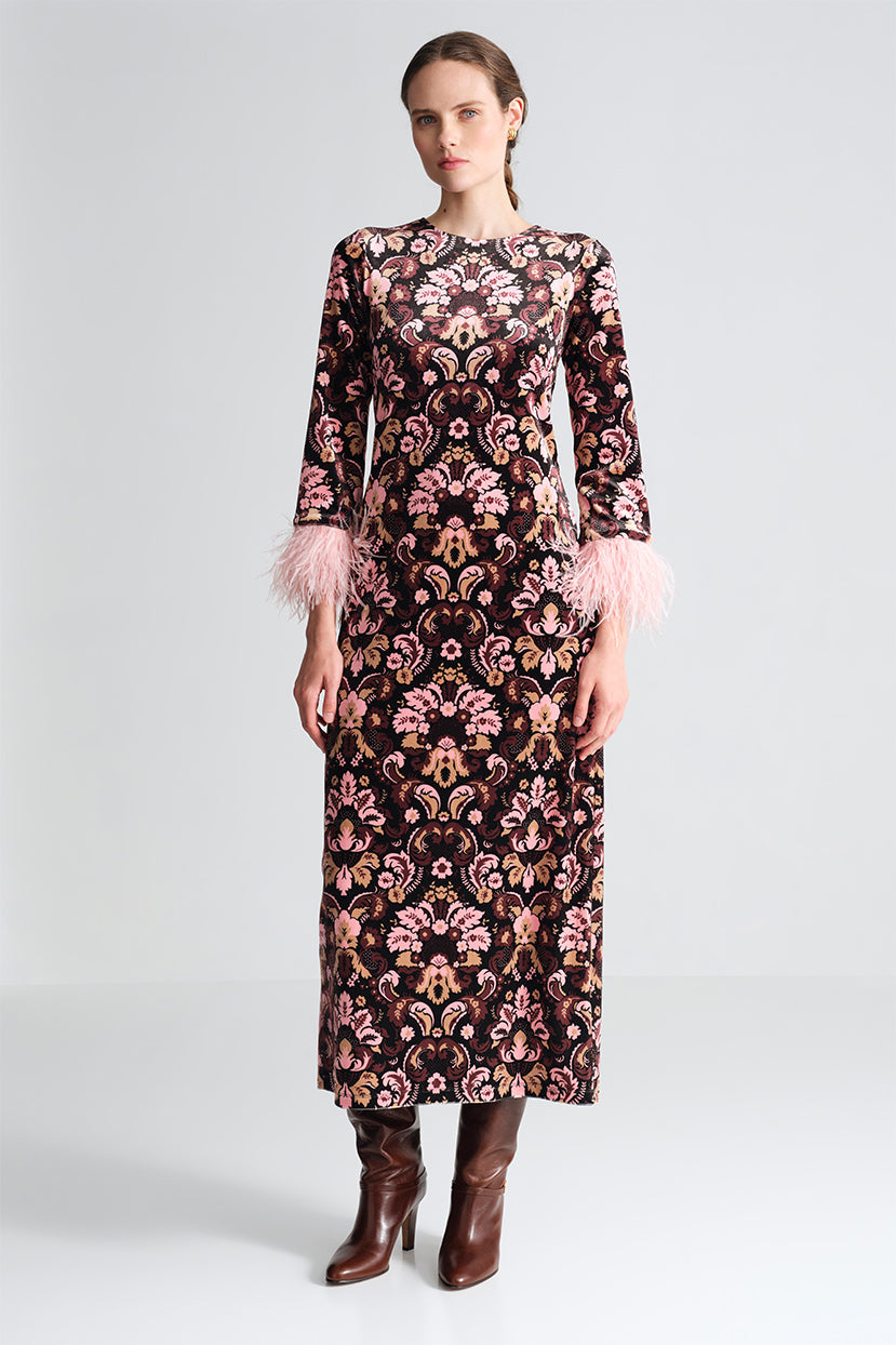 Danya Dress in Damask Black
