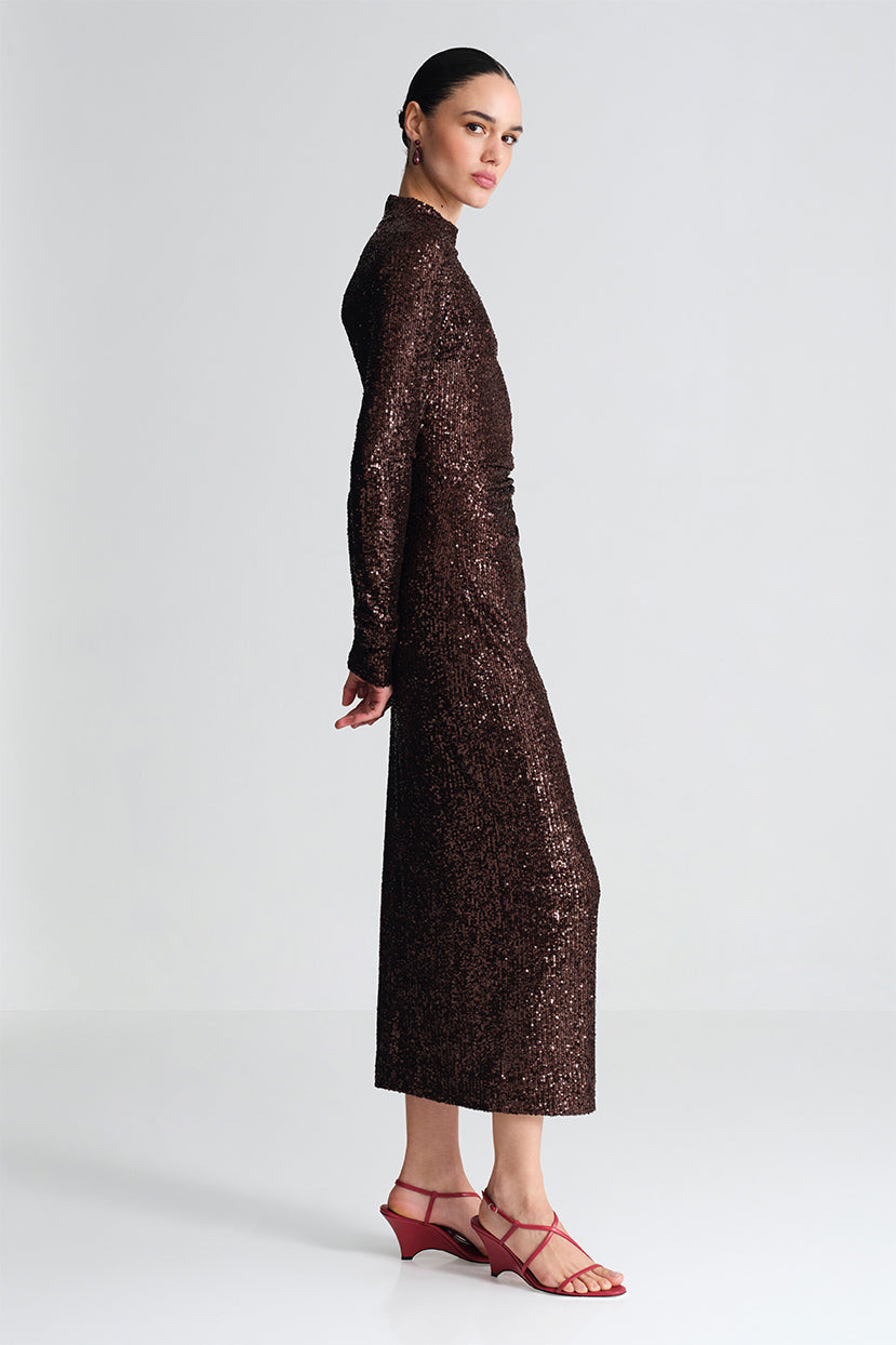 Ryan Dress in Brown Sequins