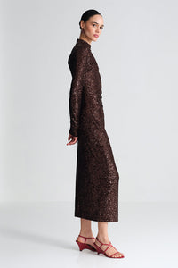 Ryan Dress in Brown Sequins