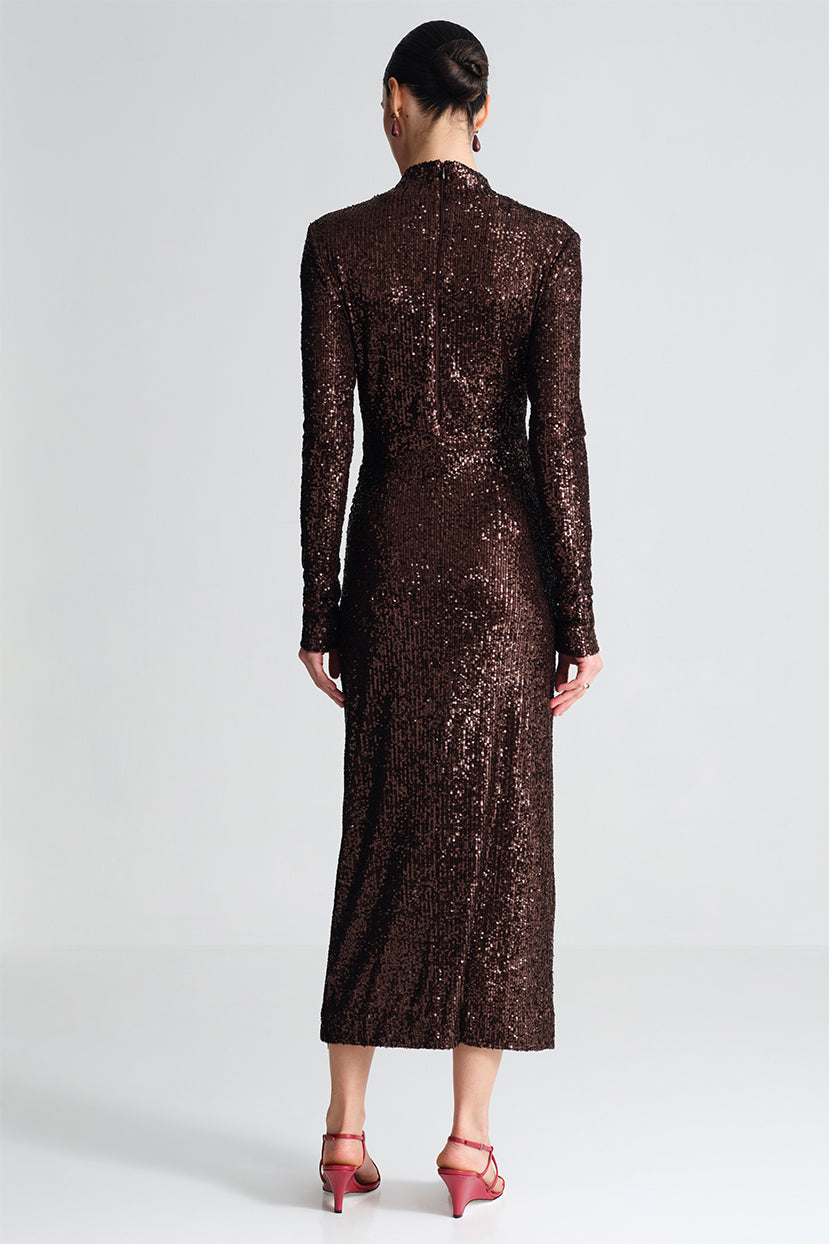 Ryan Dress in Brown Sequins