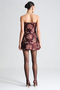 Ines Dress in Trellis Jacquard Maroon