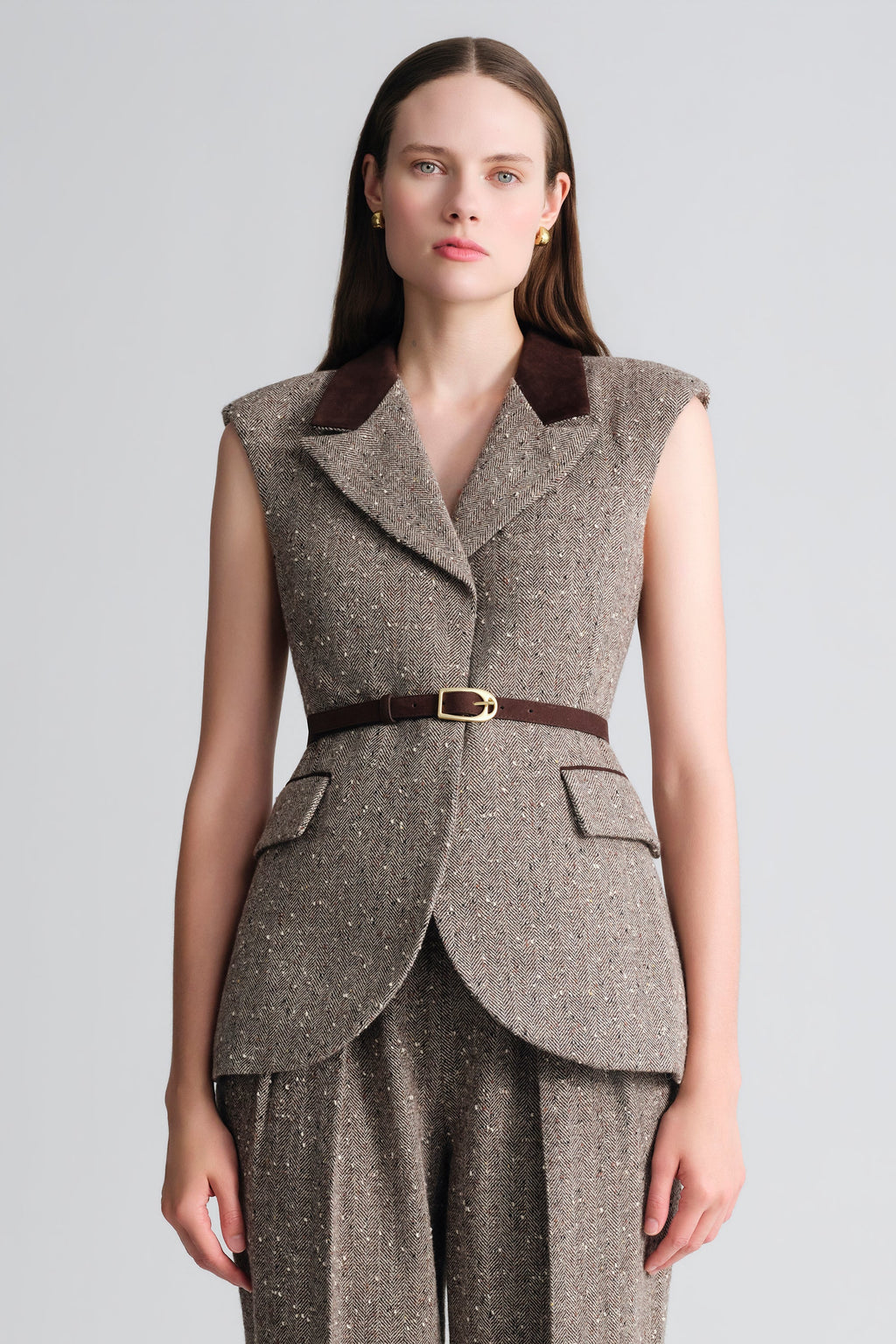Alonso Vest in Carlson Tweed Brown/Beige
