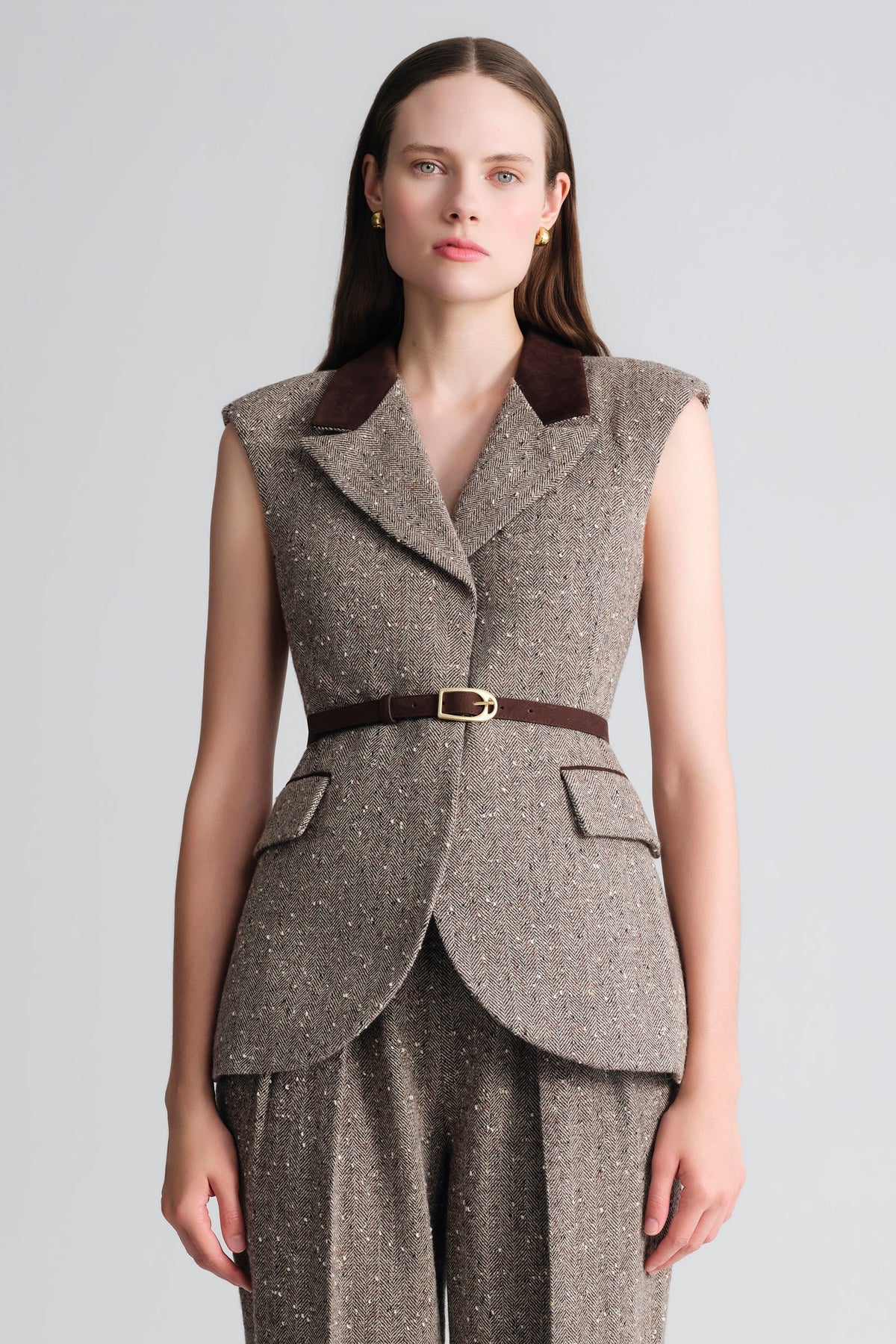 Alonso Vest in Carlson Tweed Brown/Beige