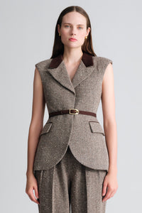 Alonso Vest in Carlson Tweed Brown/Beige