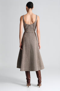Dalia Midi Dress in Carlson Tweed Brown/Beige
