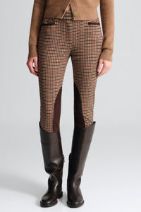 Turin Pant in Stretch Plaid Brown Navy