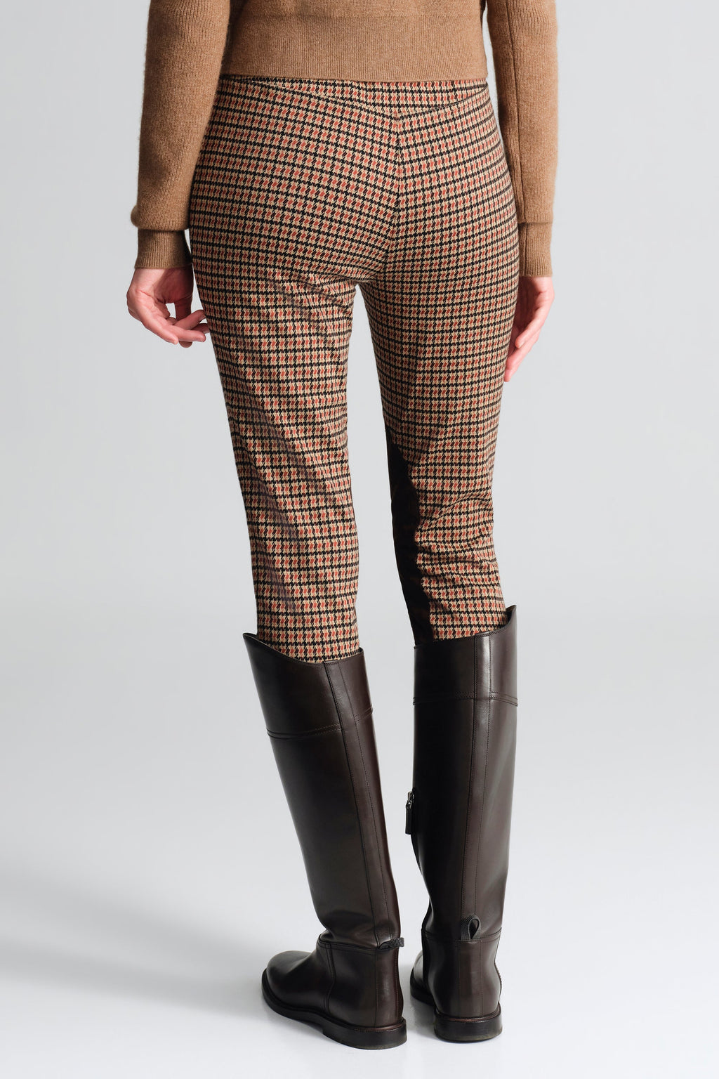 Turin Pant in Stretch Plaid Brown Navy