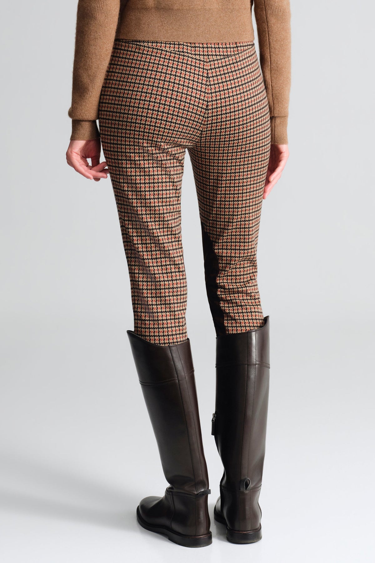 Turin Pant in Stretch Plaid Brown Navy