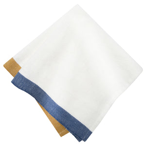 Paris Napkins in Blue & Mustard, Set of 4
