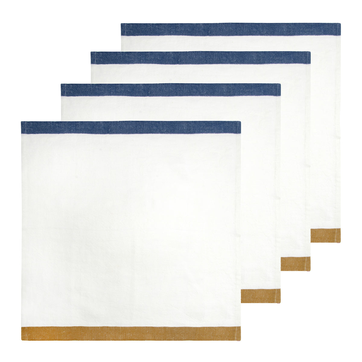 Paris Napkins in Blue & Mustard, Set of 4