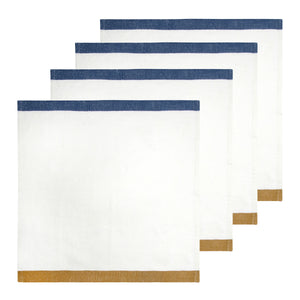 Paris Napkins in Blue & Mustard, Set of 4