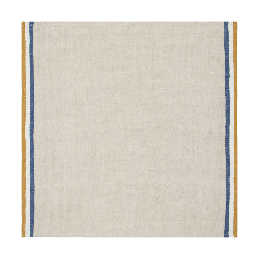 Normandy Napkins in Mustard, Natural & Blue Stripes, Set of 4