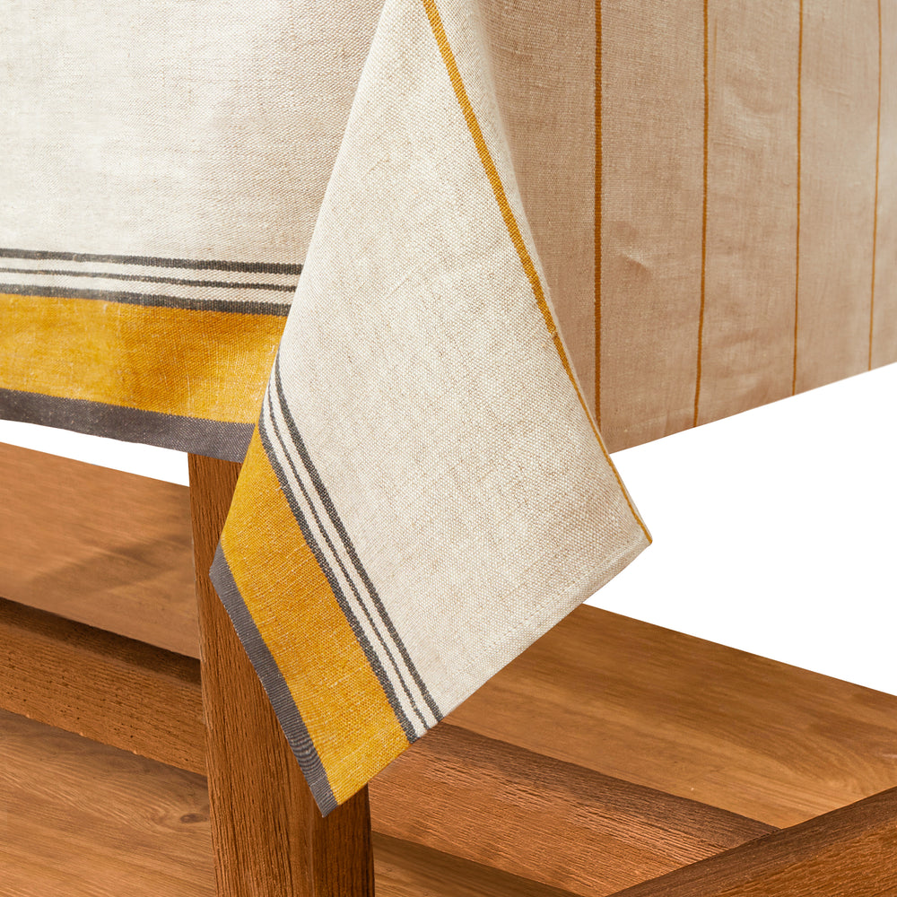 Eze 60x60 Tablecloth in Ivory & Mustard