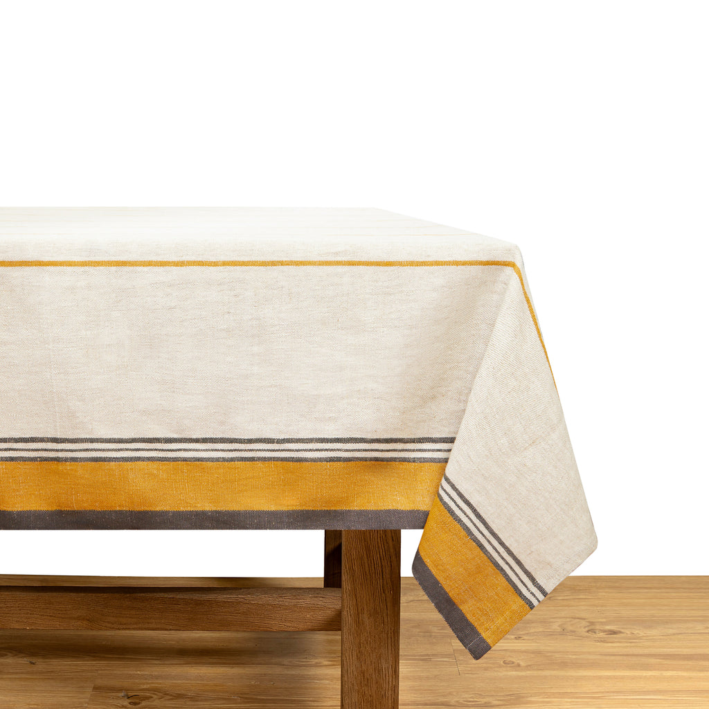 Eze 60x60 Tablecloth in Ivory & Mustard