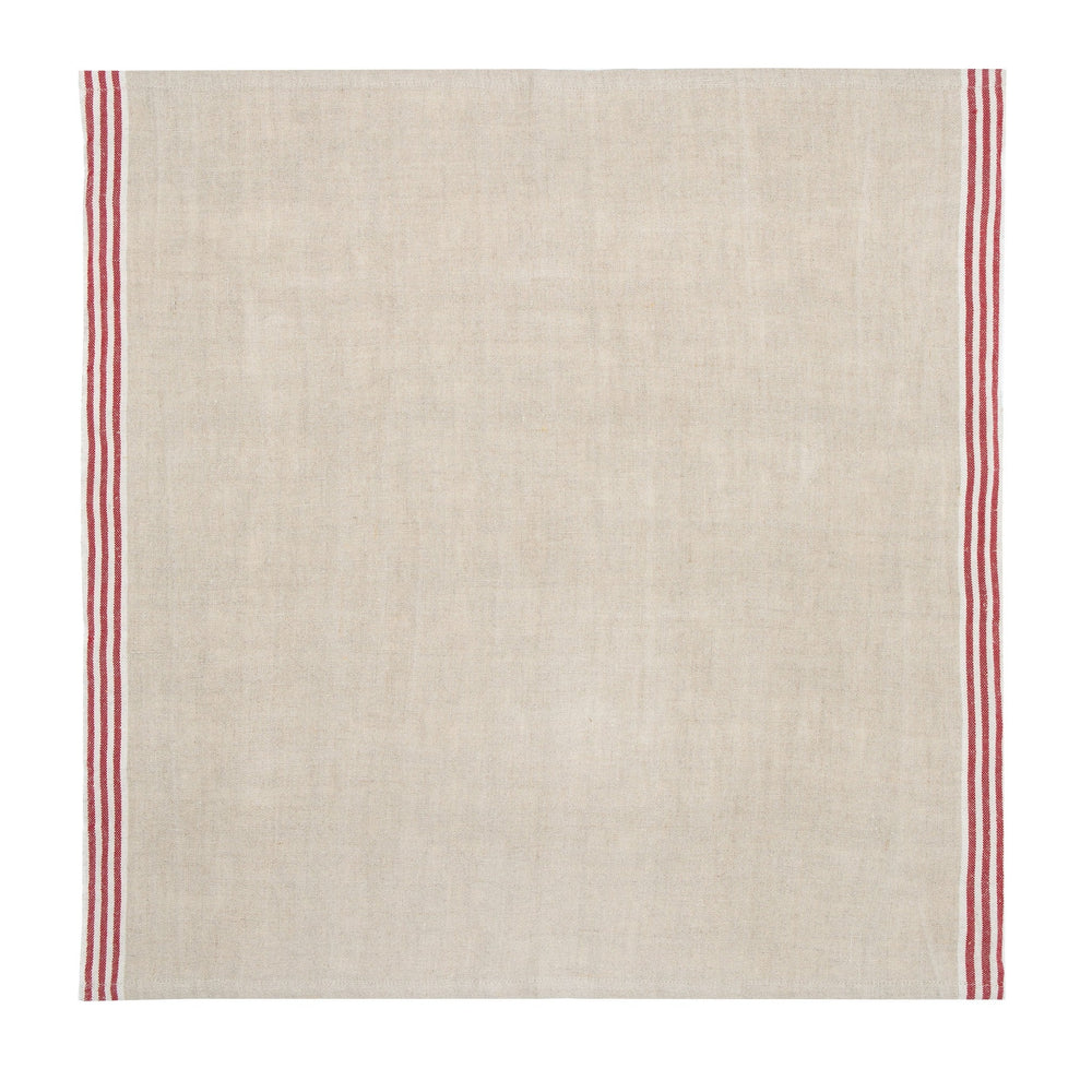Alsace Natural Napkins in Natural & Red, Set of 4