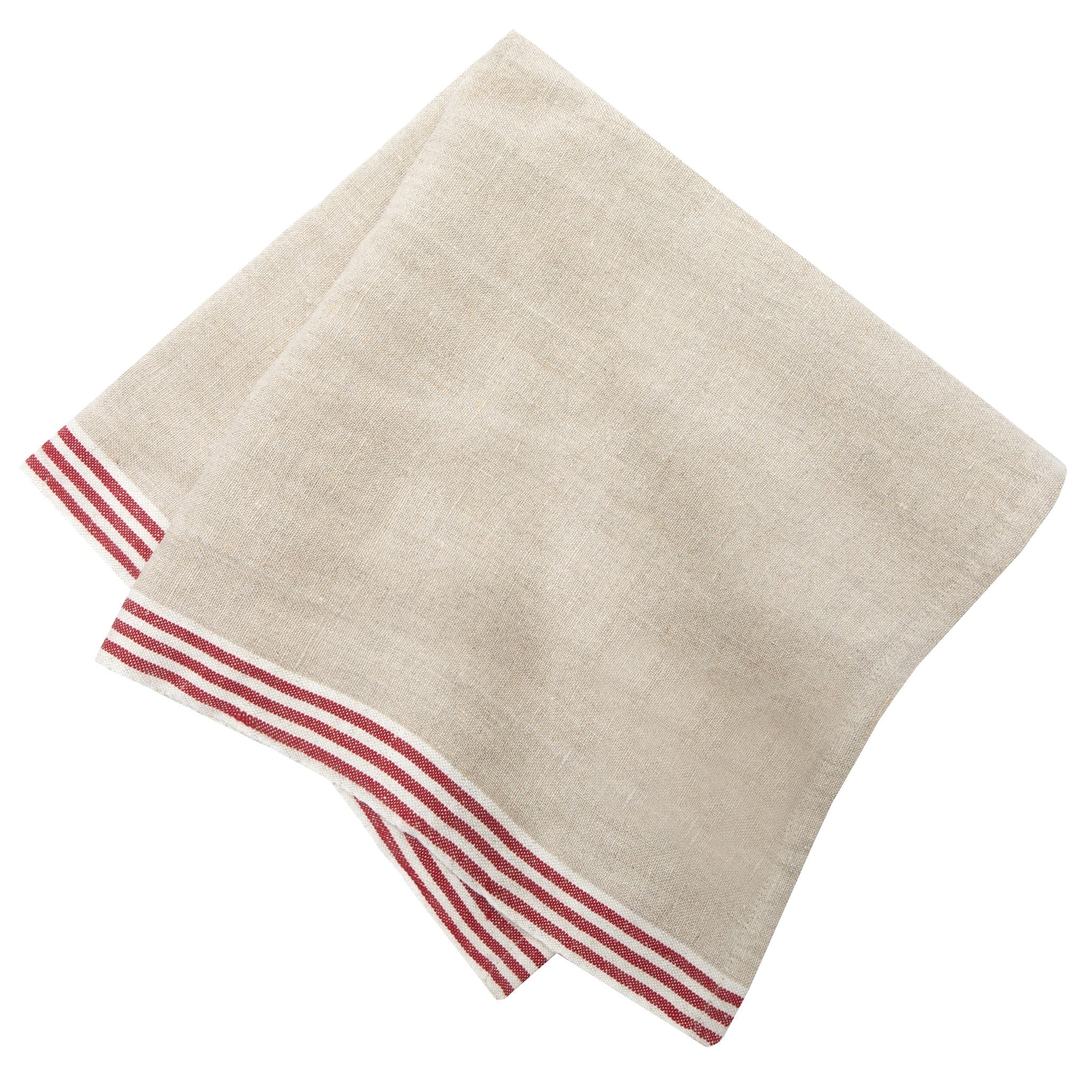 Alsace Natural Napkins in Natural & Red, Set of 4