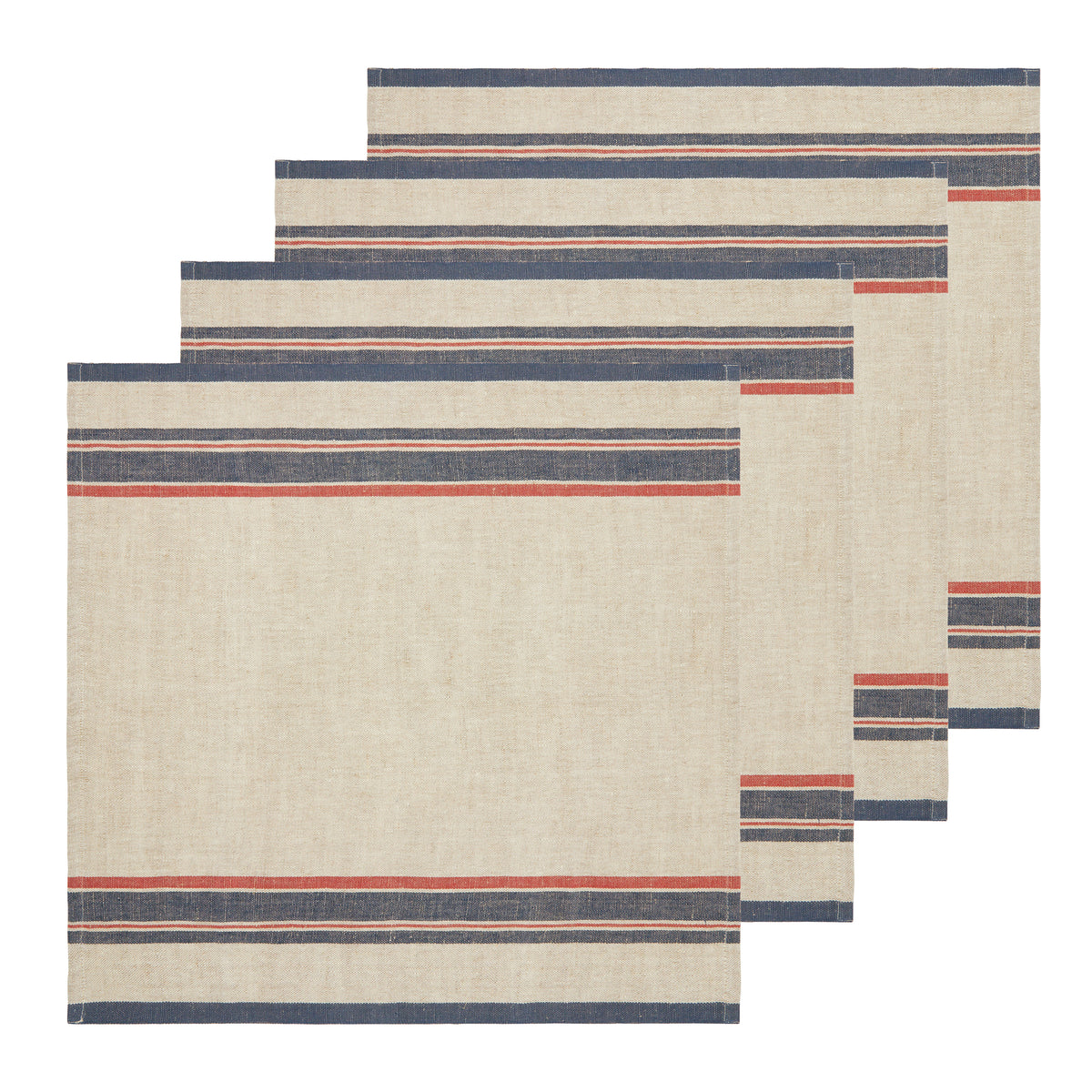 Antibes Napkin in Natural & Red, Set of 4