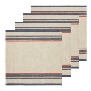 Antibes Napkin in Natural & Red, Set of 4