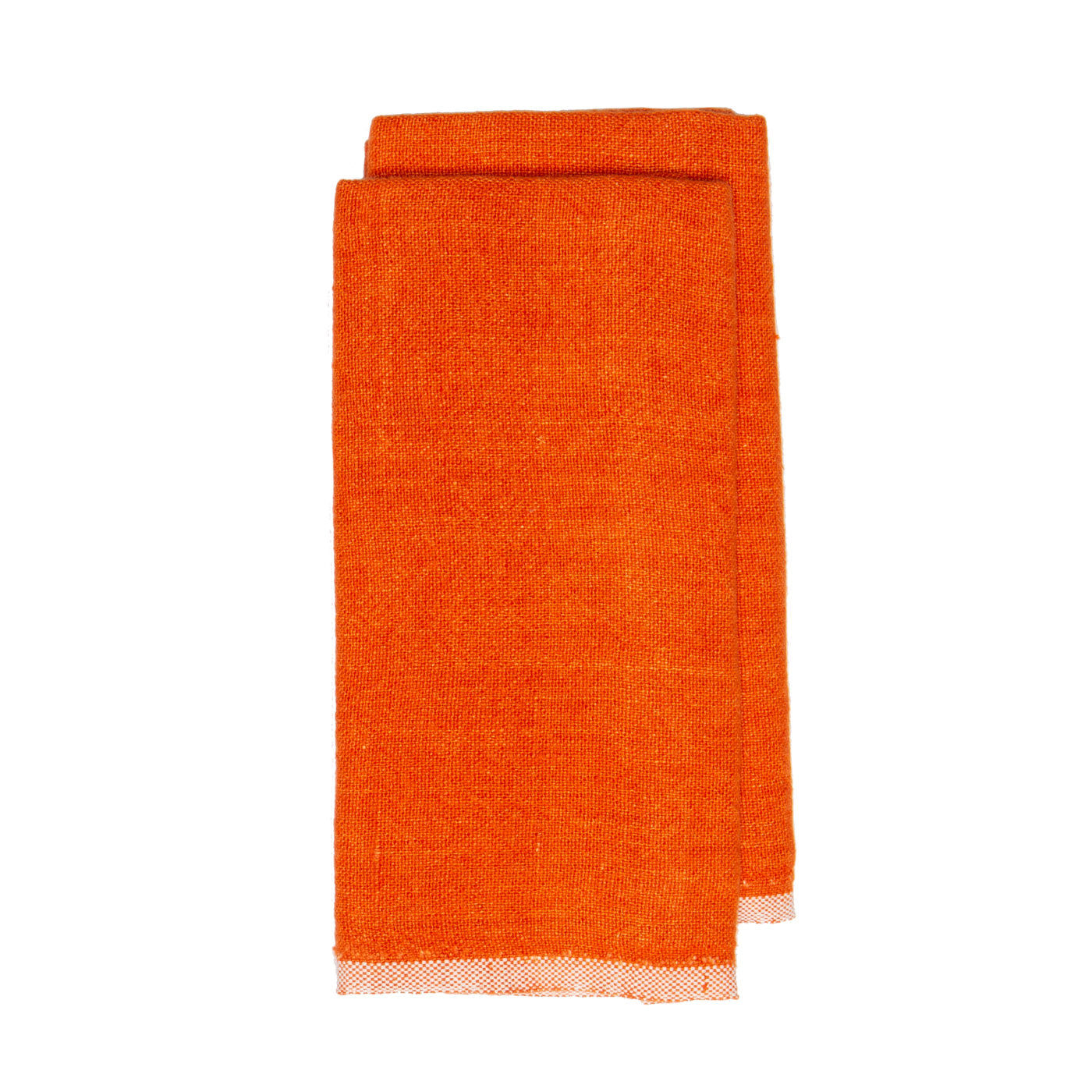 Chunky Linen Towels in Orange, Set of 2