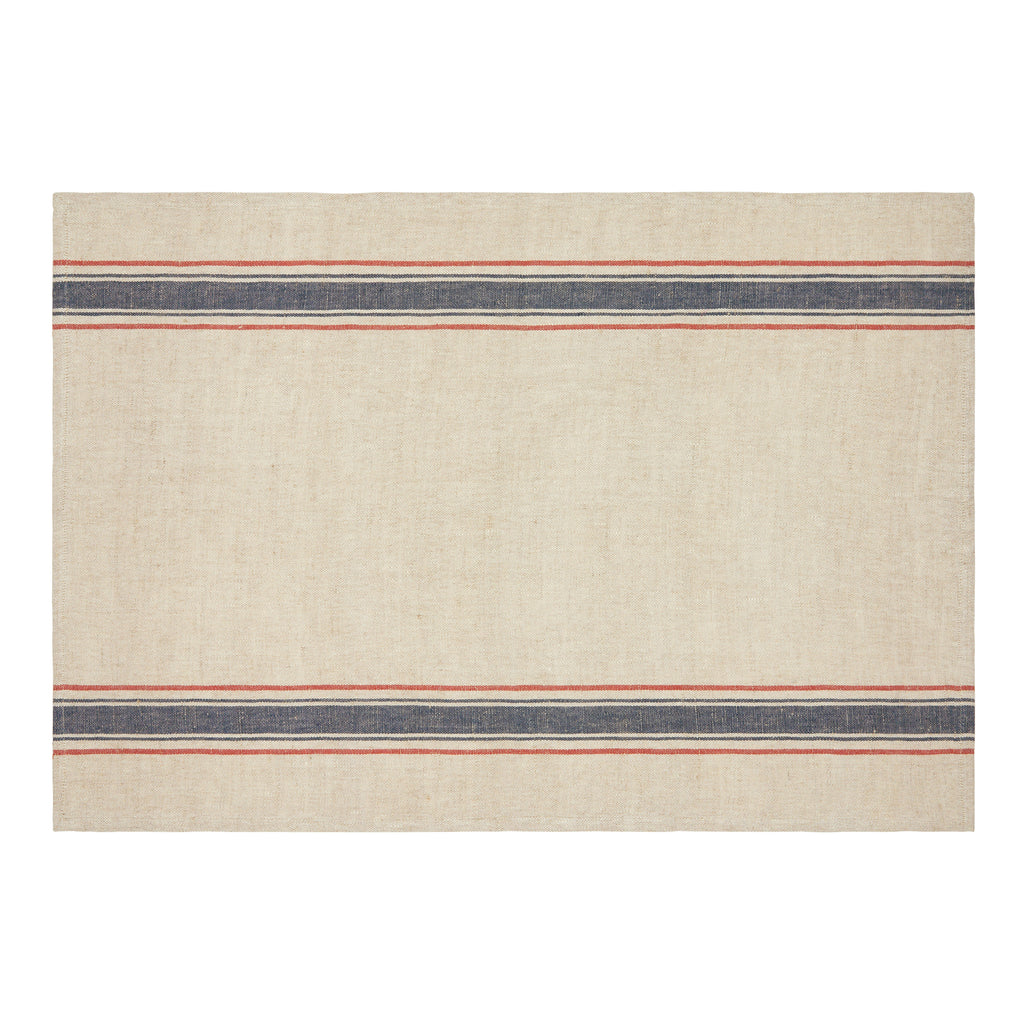 Menton Towel in Natural & Denim, Set of 2