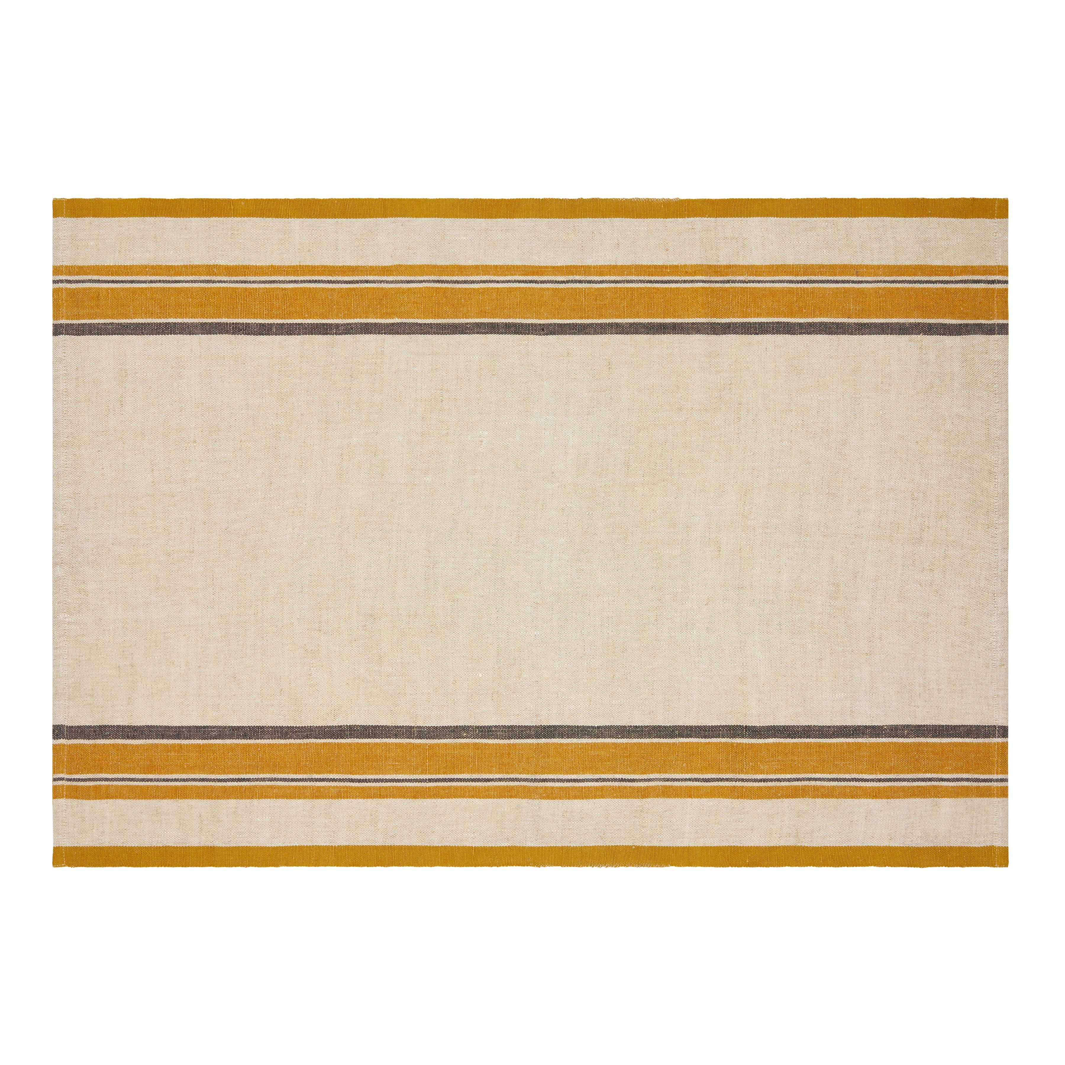 Antibes Tea Towels in Natural & Mustard, Set of 2