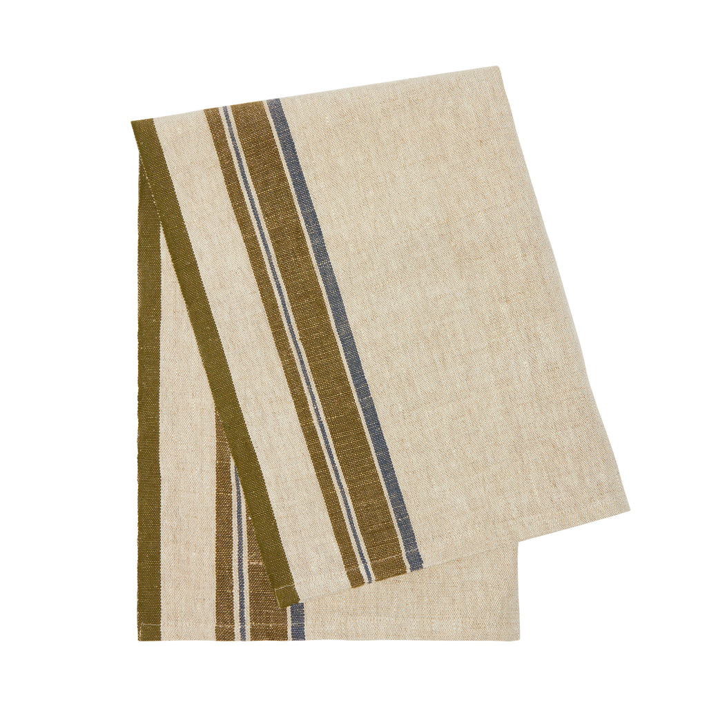 Antibes Tea Towels in Natural & Green, Set of 2