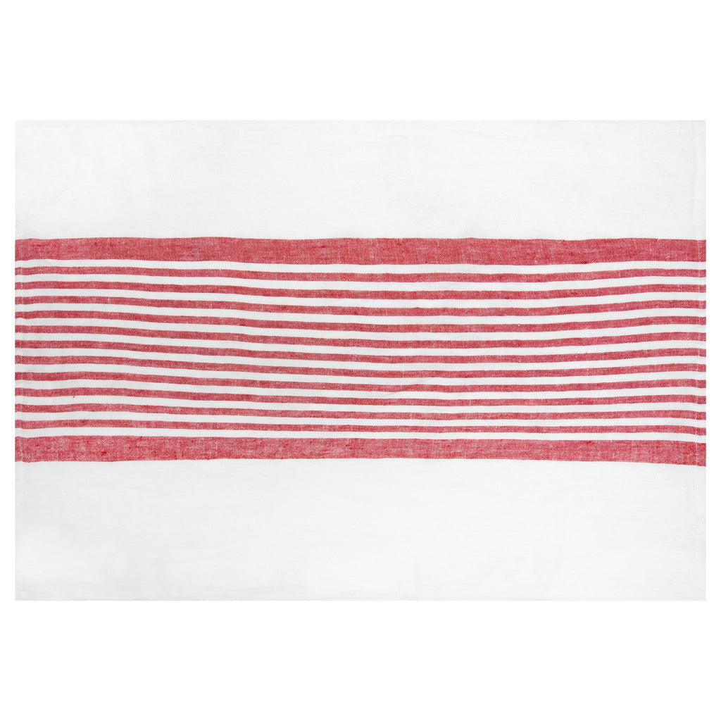 Brittany White Tea Towels in White & Red, Set of 2
