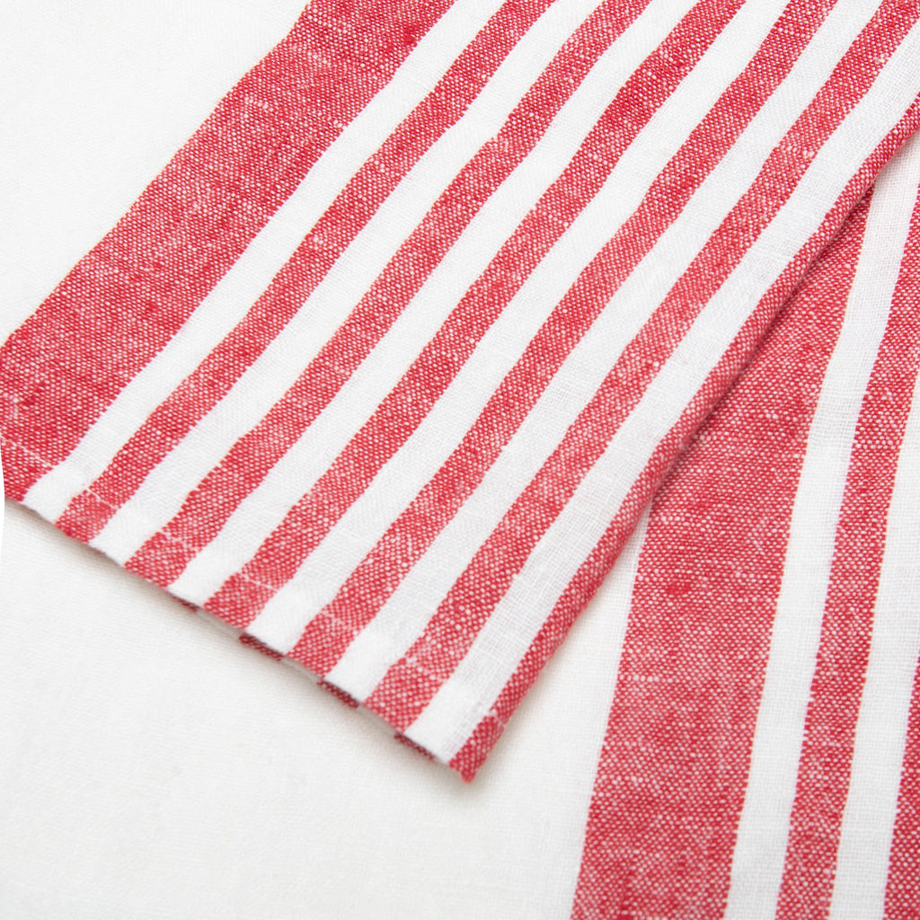 Brittany White Tea Towels in White & Red, Set of 2