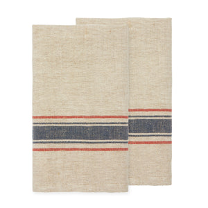 Menton Towel in Natural & Denim, Set of 2