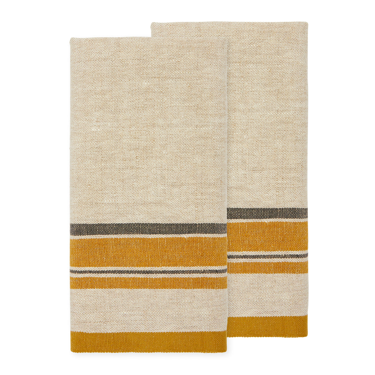 Antibes Tea Towels in Natural & Mustard, Set of 2
