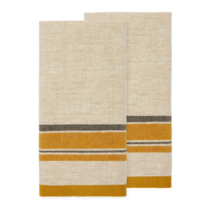 Antibes Tea Towels in Natural & Mustard, Set of 2