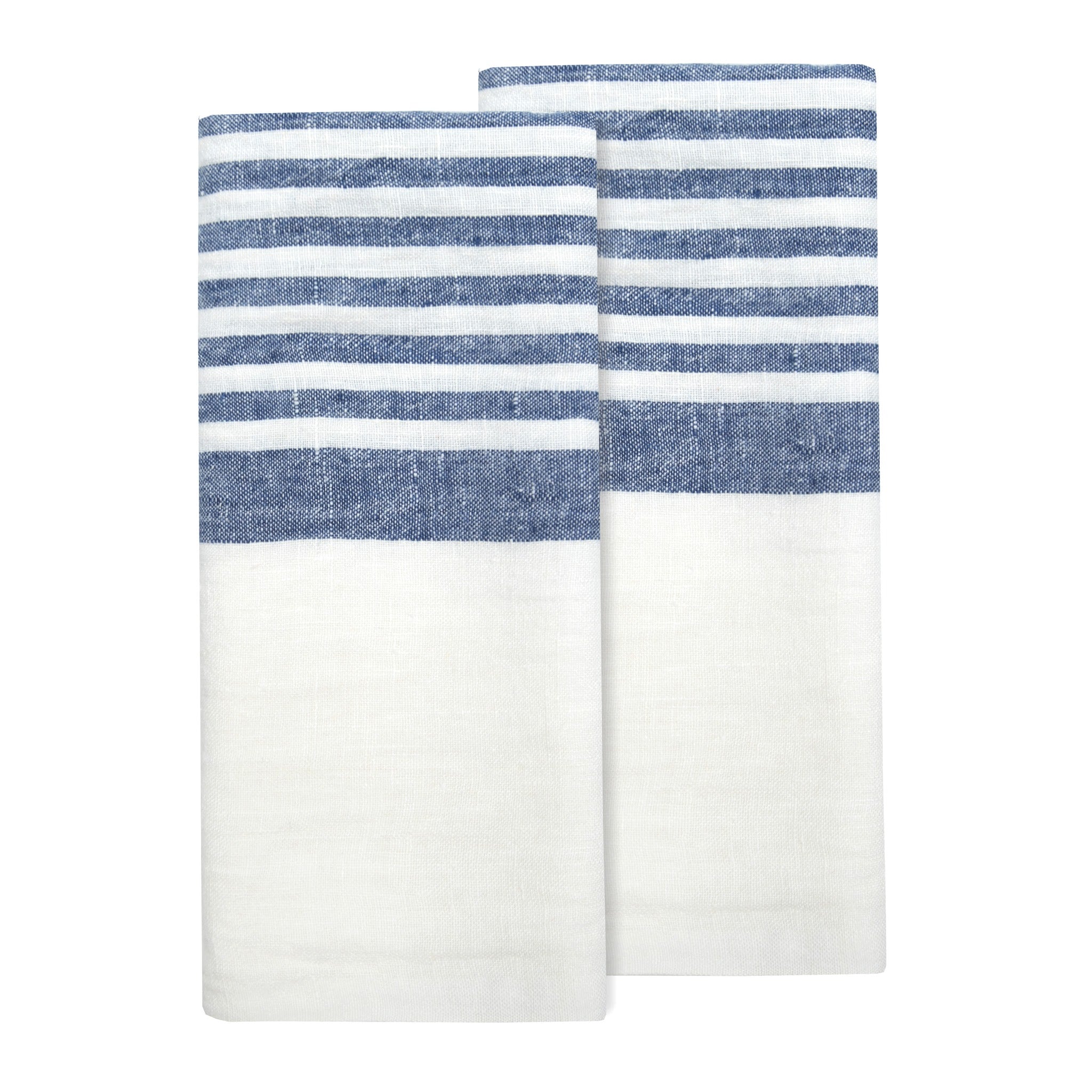 Brittany White Tea Towels in White & Blue, Set of 2