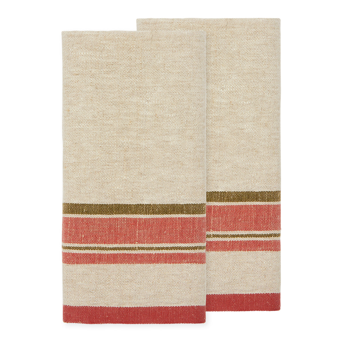 Antibes Tea Towels in Natural & Sherbert, Set of 2