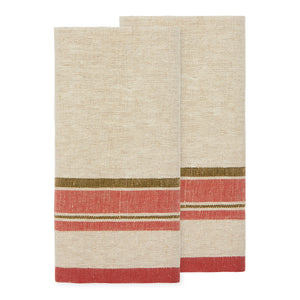 Antibes Tea Towels in Natural & Sherbert, Set of 2