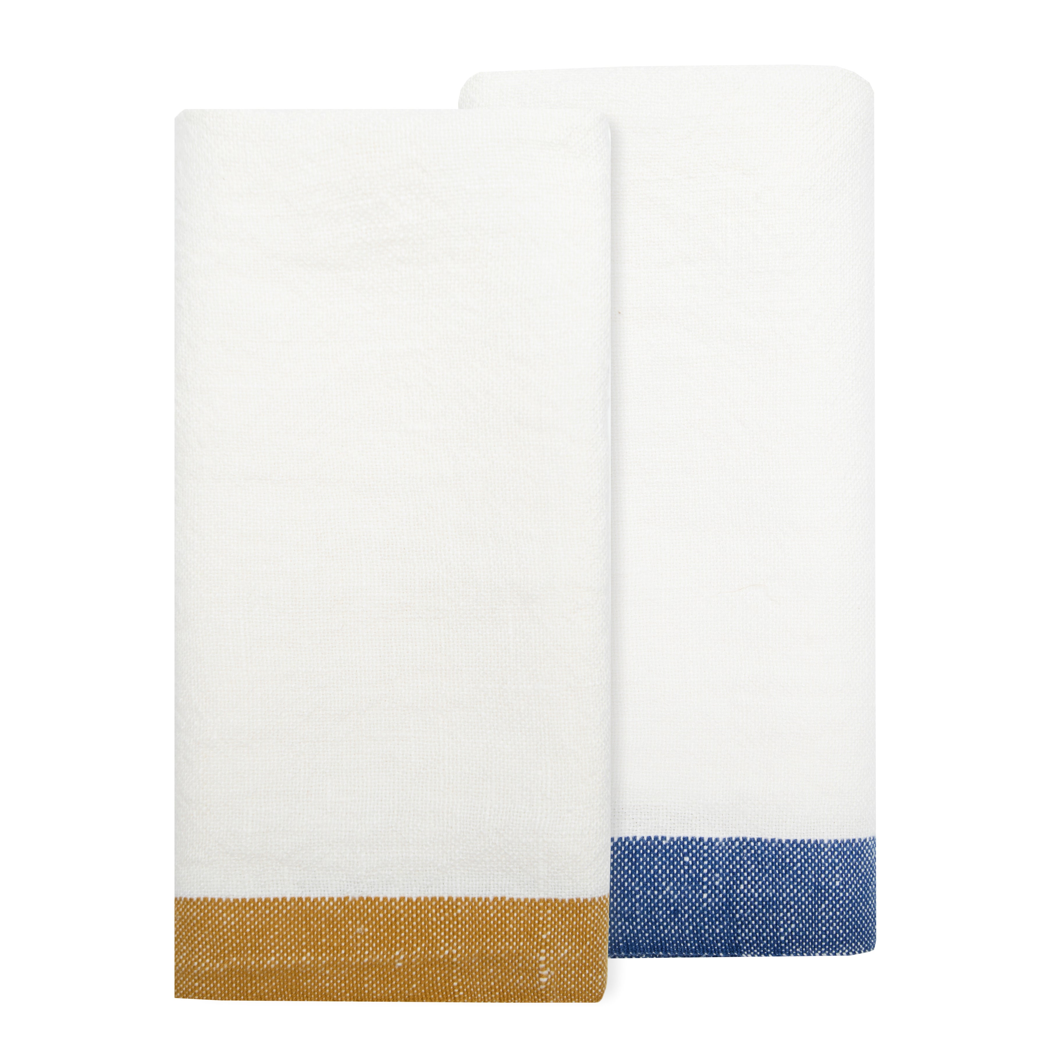 Paris Tea Towels in Blue & Mustard, Set of 2