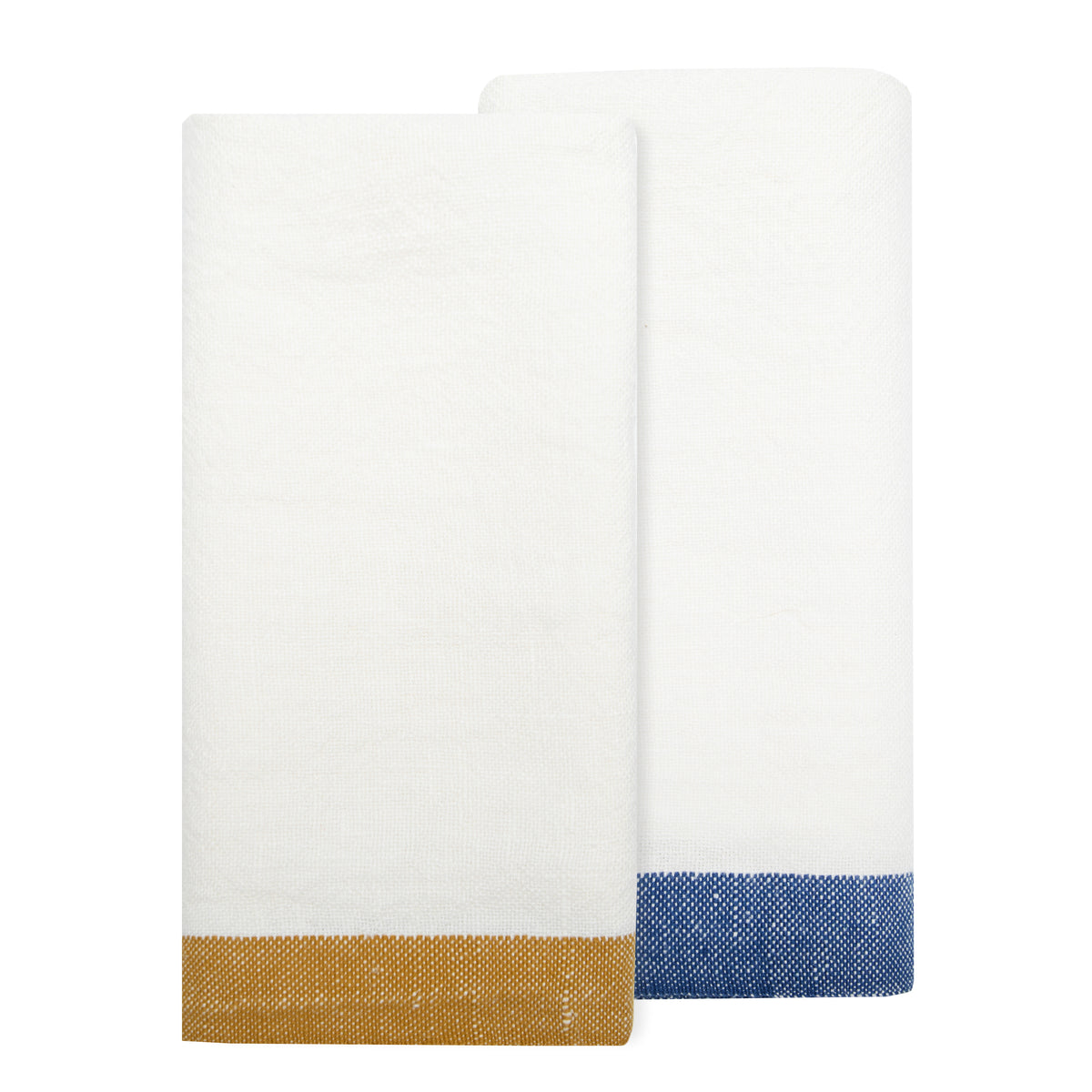 Paris Tea Towels in Blue & Mustard, Set of 2
