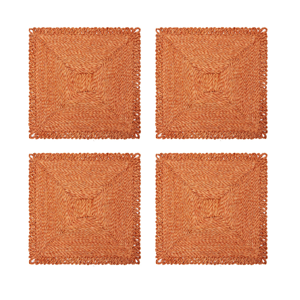 Loopy Square Placemat in in Clementine, Set of 4