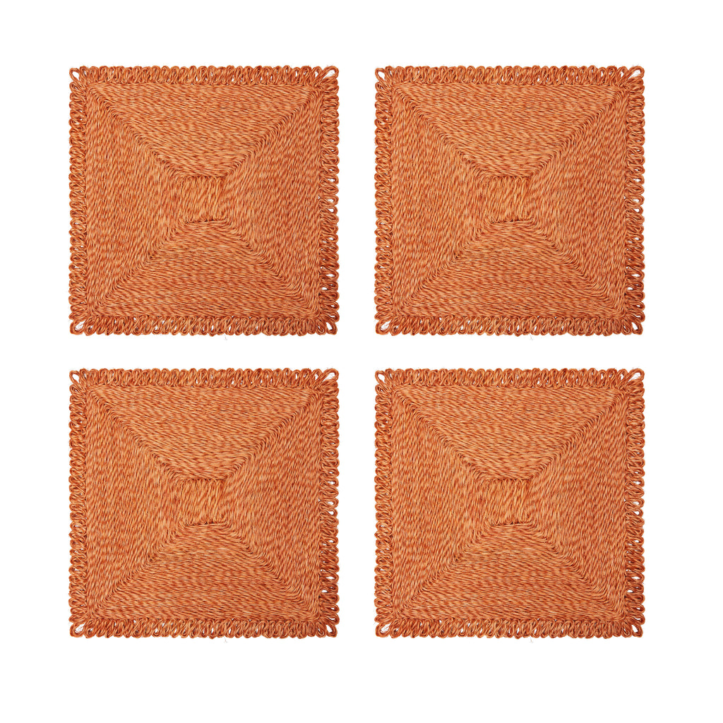 Loopy Square Placemat in in Clementine, Set of 4