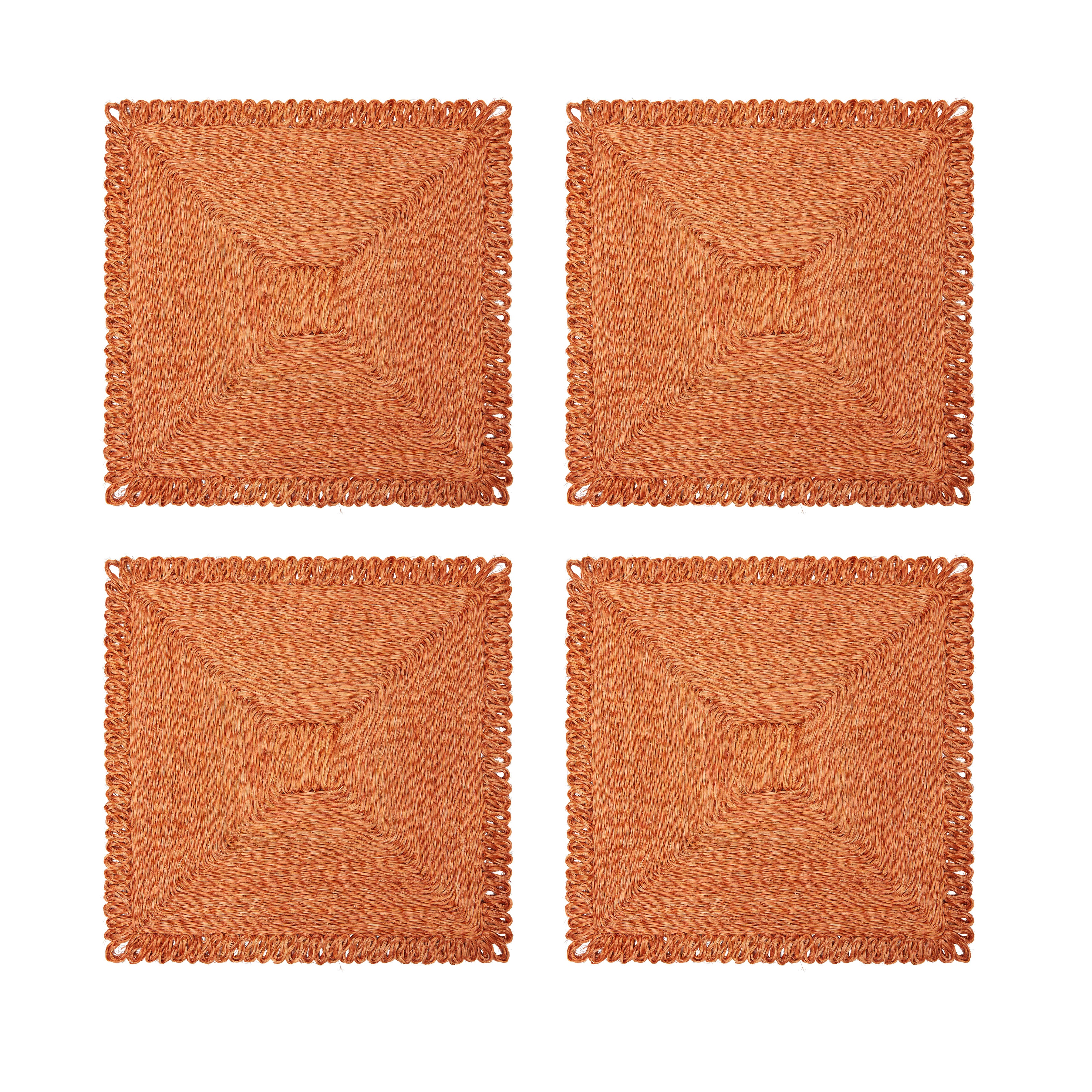 Loopy Square Placemat in in Clementine, Set of 4