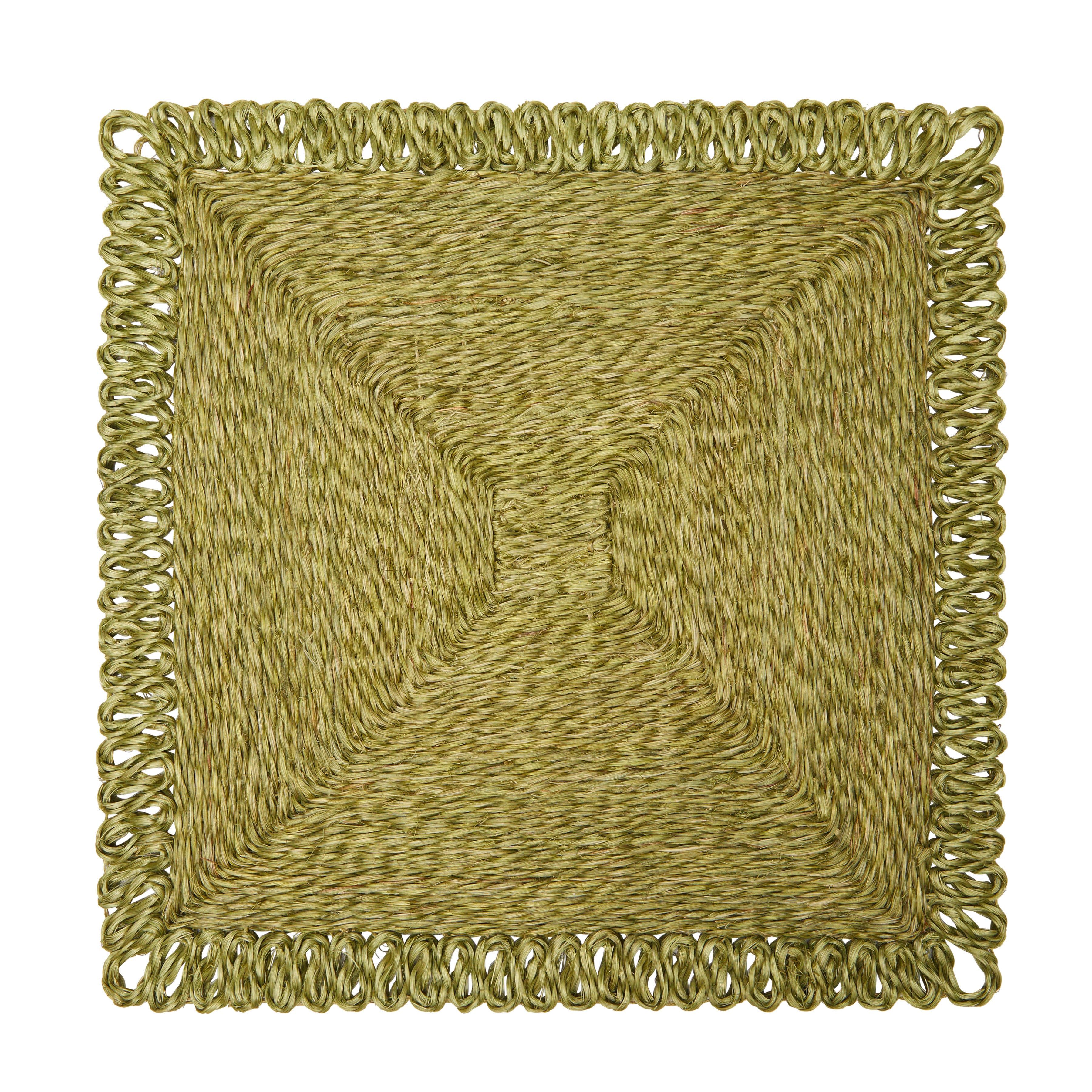Loopy Square Placemat in Olive Green, Set of 4