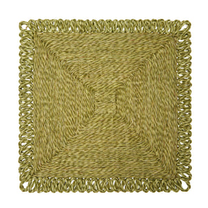 Loopy Square Placemat in Olive Green, Set of 4