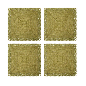 Loopy Square Placemat in Olive Green, Set of 4