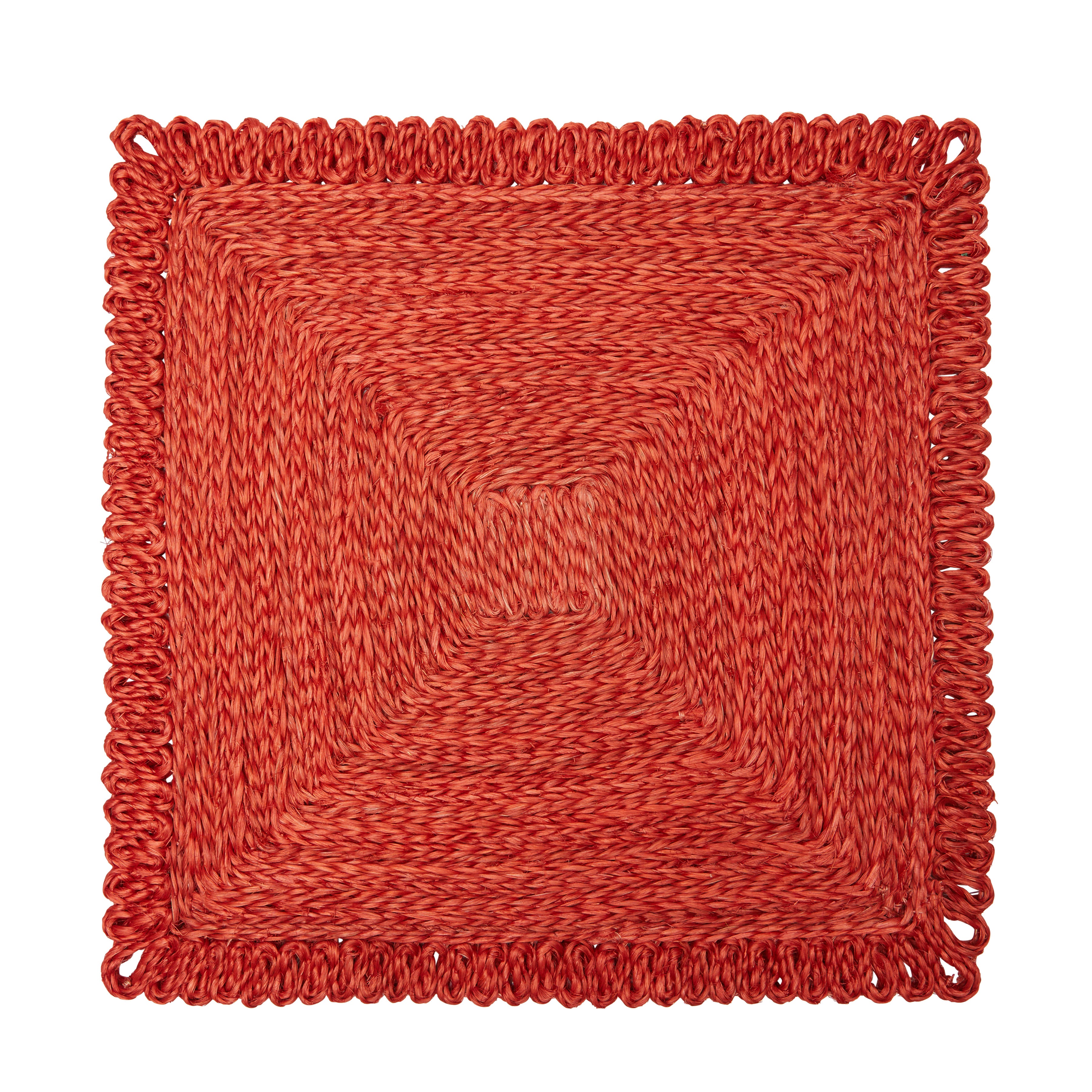Loopy Square Placemat in Red, Set of 4