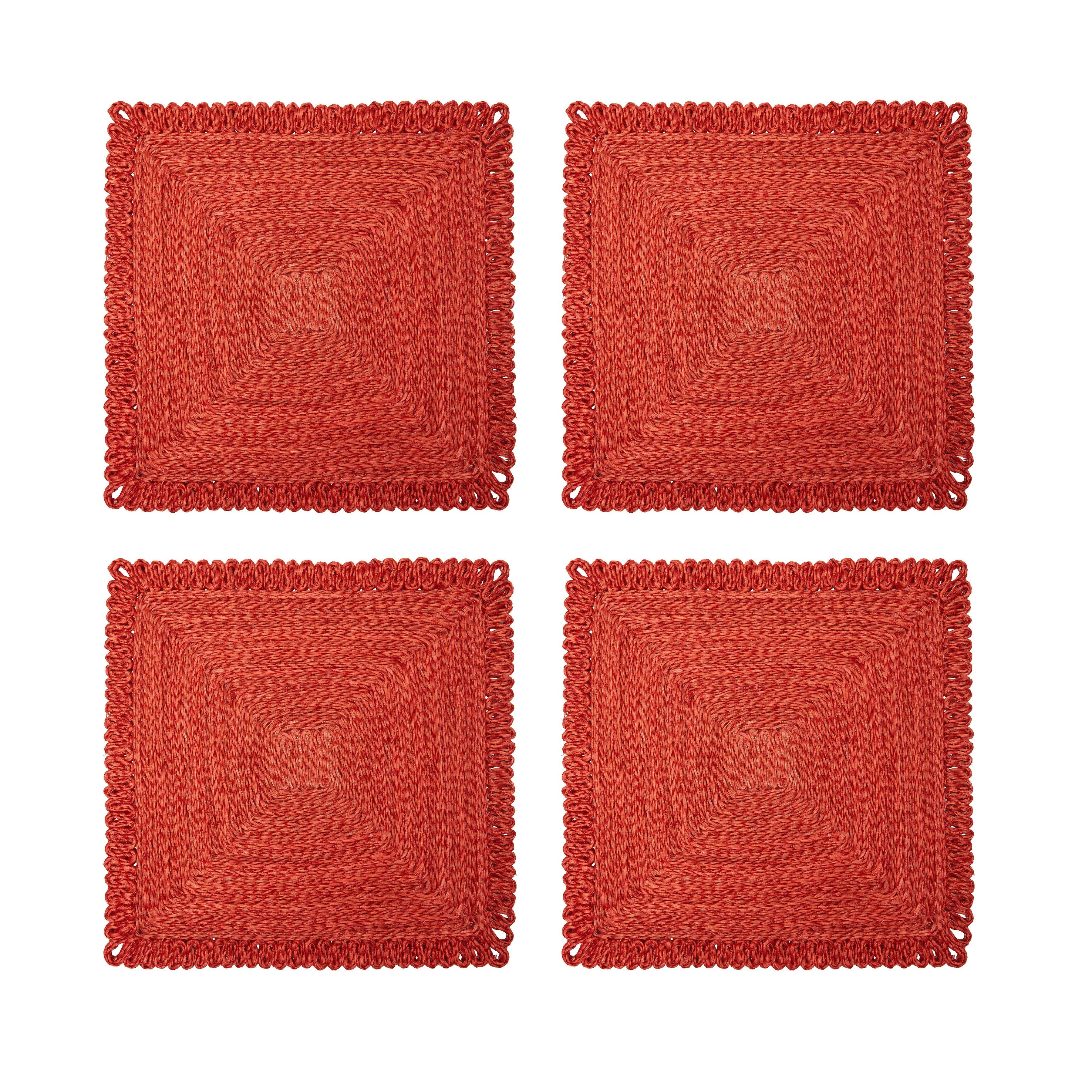 Loopy Square Placemat in Red, Set of 4