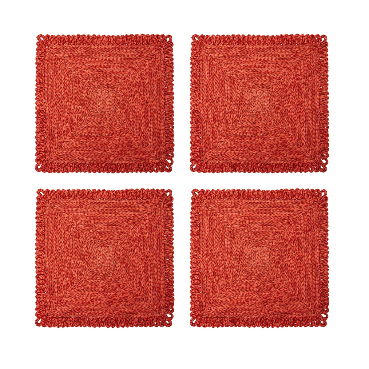 Loopy Square Placemat in Red, Set of 4