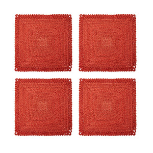 Loopy Square Placemat in Red, Set of 4