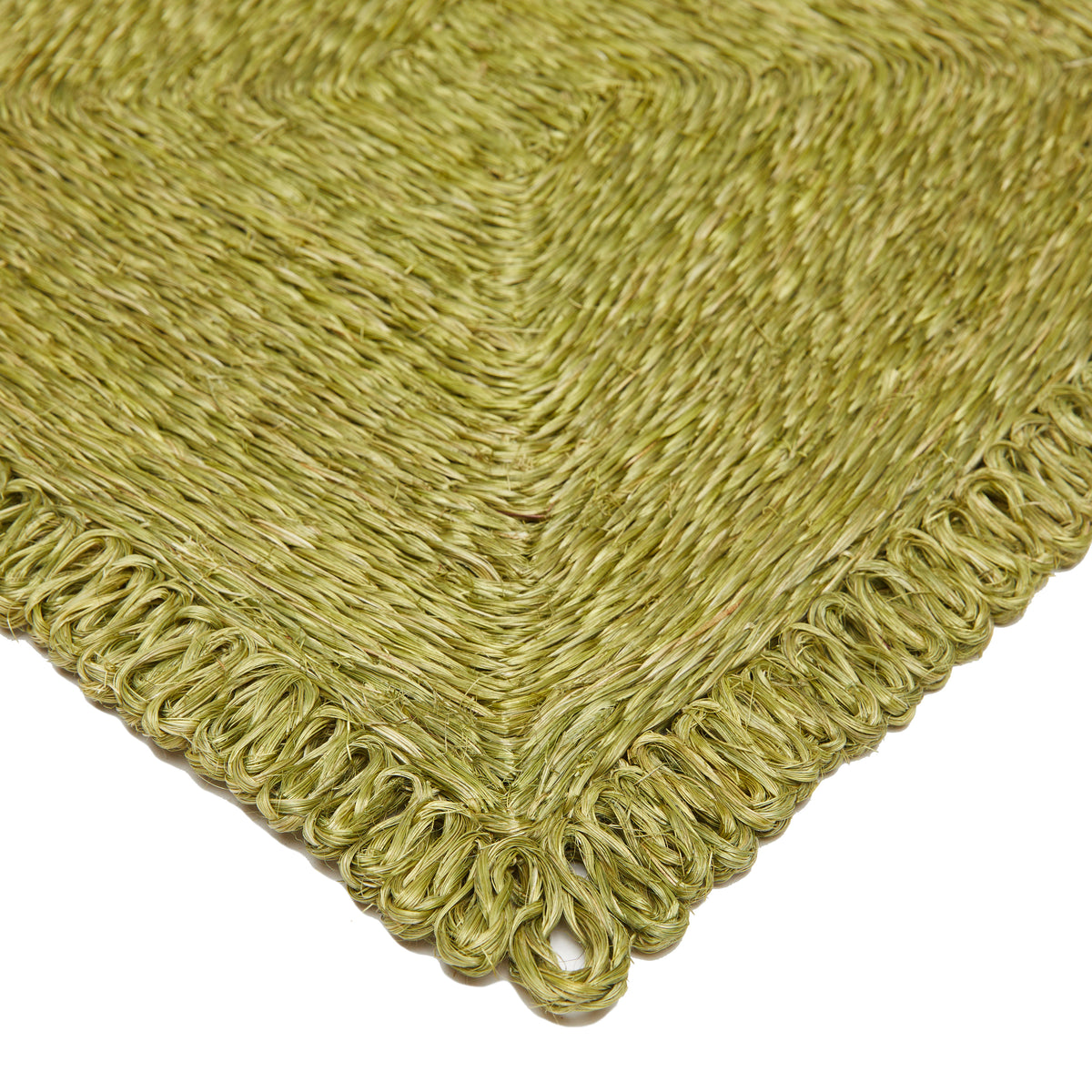 Loopy Square Placemat in Olive Green, Set of 4