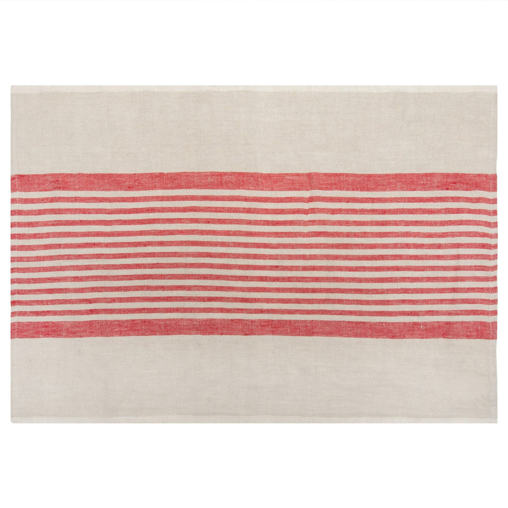 Brittany Natural Tea Towels in Natural & Red, Set of 2