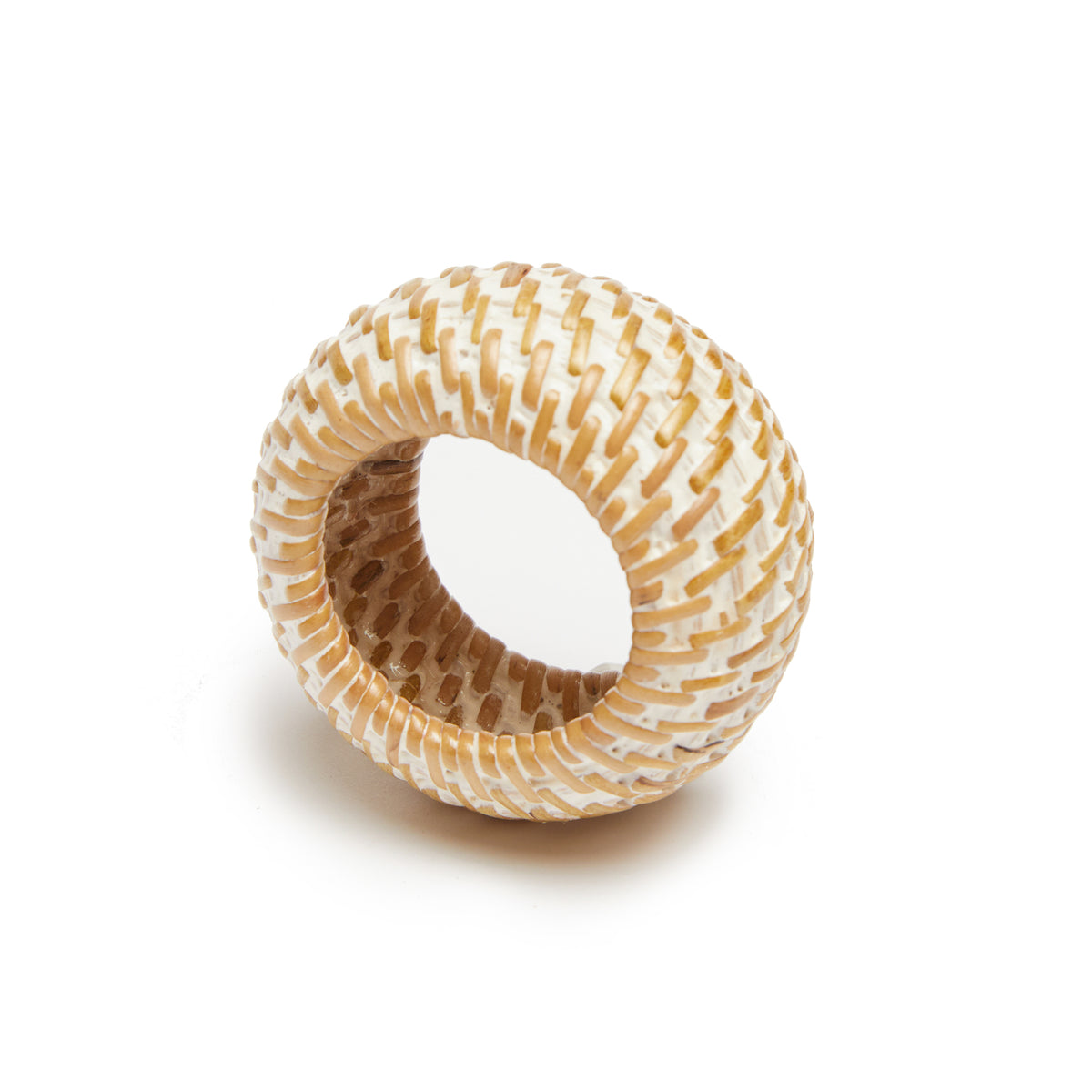 Eclipse Napkin Ring in Whitewash, Set of 4